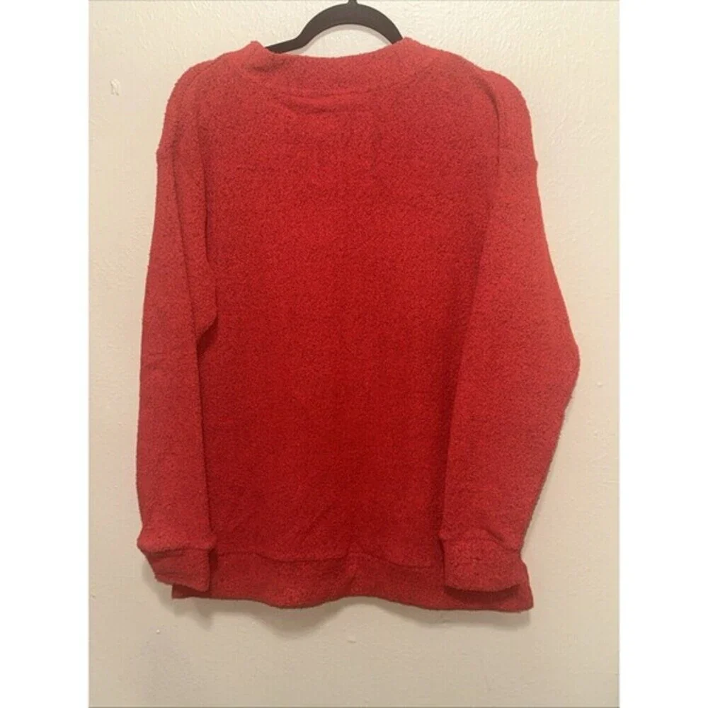 Comfy Terry Christmas Pullover Red Joy Love Peace Believe‎ Holiday Top